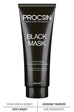 PROCSIN Siyah Nokta Giderici Aktif Kömürlü Siyah Maske 100 ML