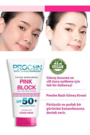 Procsin Pink Block Aydınlatıcı SPF50+ Güneş Kremi 50 ml