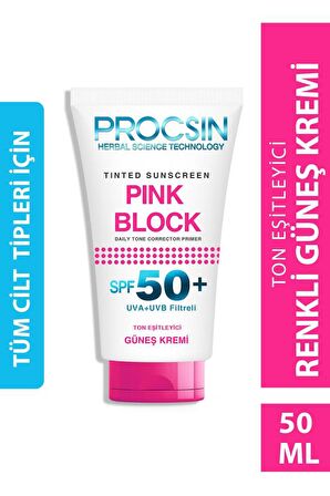 Procsin Pink Block Aydınlatıcı SPF50+ Güneş Kremi 50 ml