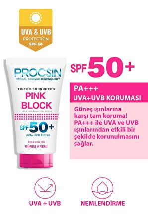 Procsin Pink Block Aydınlatıcı SPF50+ Güneş Kremi 50 ml