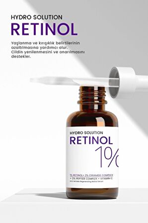 Hydro Solution %1 Retinol + Ceramide Yoğun Kırışıklık Karşıtı + Yenileyici Serum 30ML x3