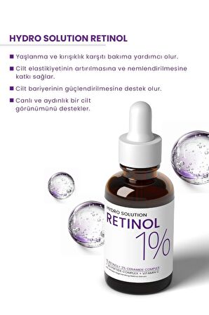 Hydro Solution %1 Retinol + Ceramide Yoğun Kırışıklık Karşıtı + Yenileyici Serum 30ML x3