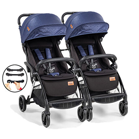 Baby2go Tulipa Cabin Otomatik Katlanan İkiz / Siyah Mavi