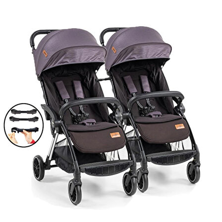 Baby2go Tulipa Cabin Otomatik Katlanan İkiz / Siyah Gri