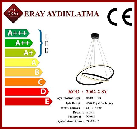 2002-2S Led Siyah Avize