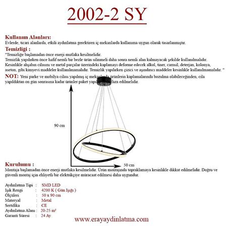 2002-2S Led Siyah Avize