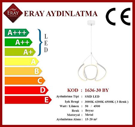 1666-1 B Led Tekli Beyaz Avize