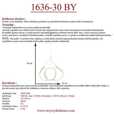 1666-1 B Led Tekli Beyaz Avize