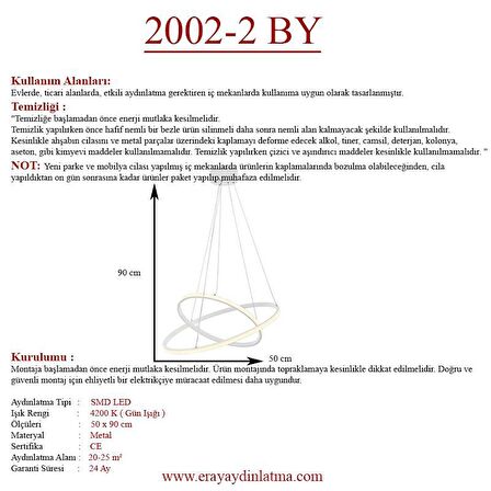 2002-2 BY Led Beyaz Avize