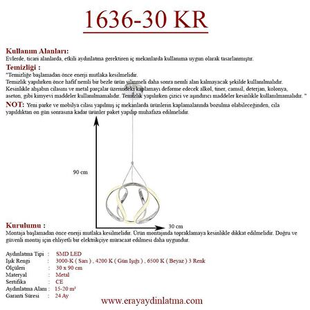 1666-30 Krom Led Avize