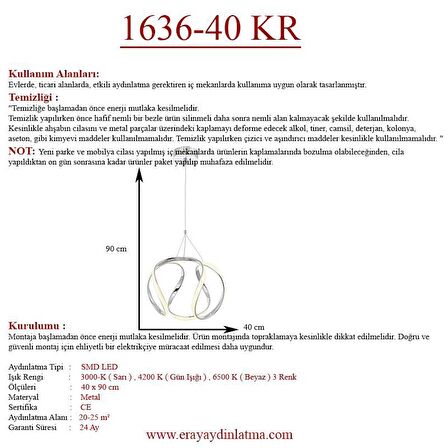 1666-40 Krom Led Avize