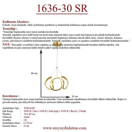 1666-30 Sarı Led Avize