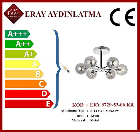 Topaç 6 lı Krom Avize