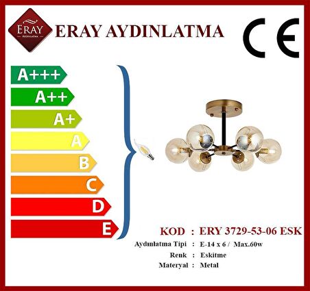 Topaç 6 lı Eskitme Avize