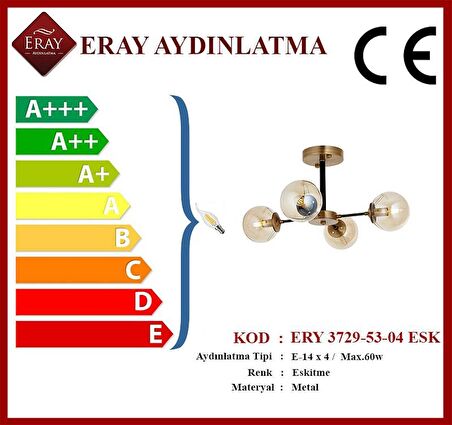 Topaç 4 lü Eskitme Avize