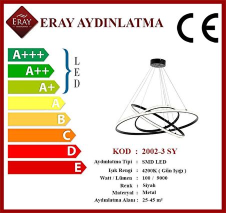 2002-3 Siyah Led Avize