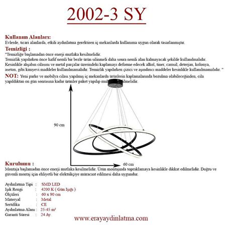 2002-3 Siyah Led Avize