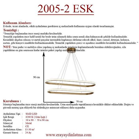 2005-2 Eskitme Elips Led Avize