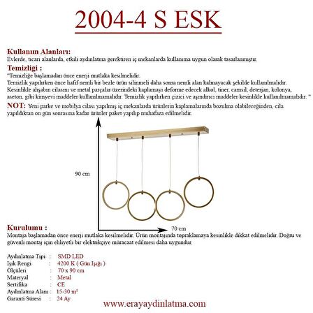 2004-4 S Eskitme Sıralı Led Avize