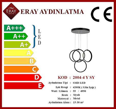 2004-4 Y Siyah Led Avize