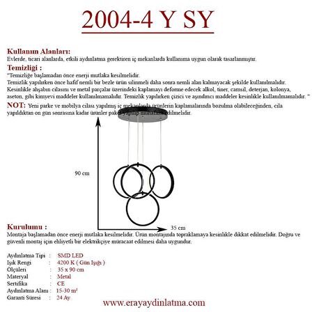 2004-4 Y Siyah Led Avize