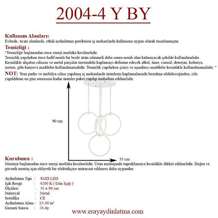 2004-4 Y Beyaz Led Avize