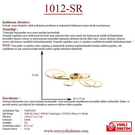 1012-SR Sarı Led Avize