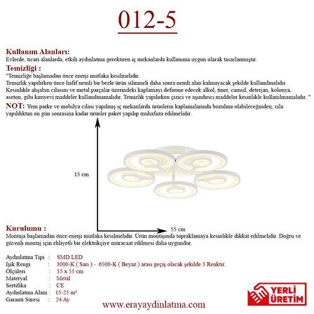 Eray Aydınlatma 012-5 Dimmer Kumandalı Led Avize