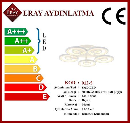 Eray Aydınlatma 012-5 Dimmer Kumandalı Led Avize