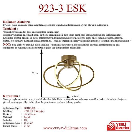 923-3 3'lü Eskitme Led Avize