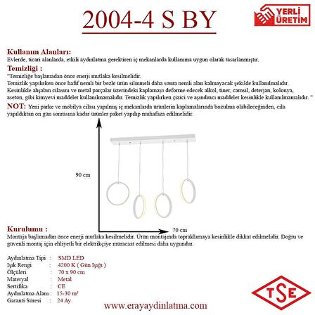 2004-4 S Beyaz Sıralı Led Avize