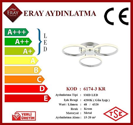 6174-3 Krom Led Avize