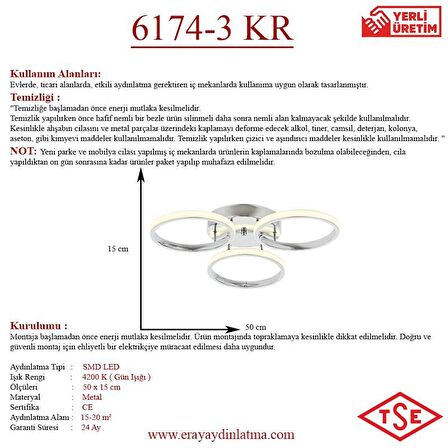 6174-3 Krom Led Avize