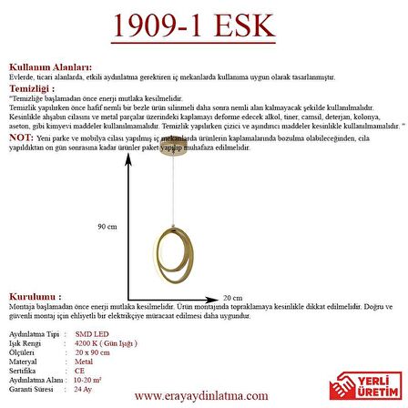 1909-1 Eskitme Tekli Led Avize