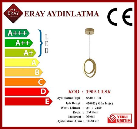 1909-1 Eskitme Tekli Led Avize