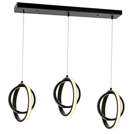 1909-3 Siyah Sıralı 3 lü Led Avize