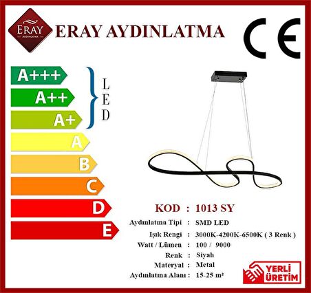 1013 Siyah Led Avize