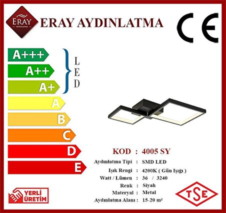 4005 Siyah Led Avize