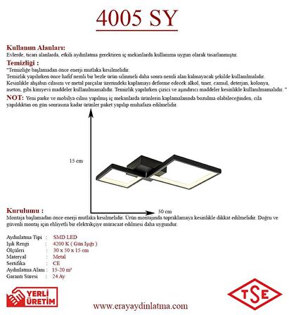 4005 Siyah Led Avize