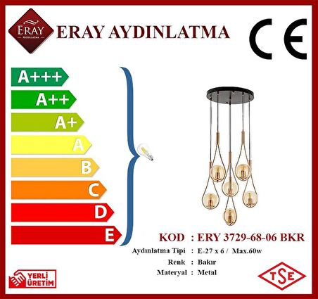 ERY 3729-68-06 Bakır Renk Modern Avize