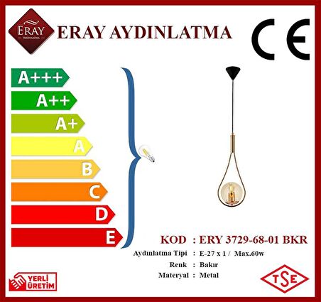 ERY 3729-68-01 Bakır Renk Modern Avize