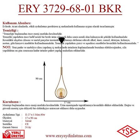 ERY 3729-68-01 Bakır Renk Modern Avize