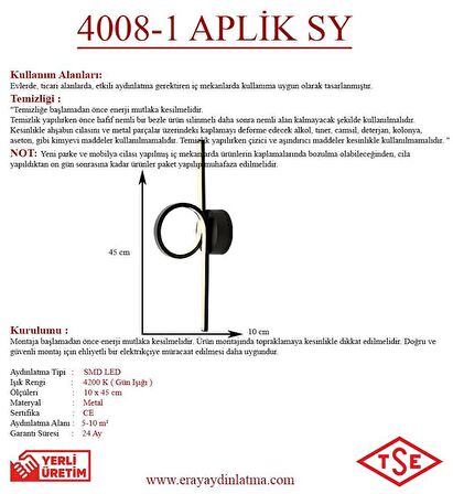 4008-1 Siyah Led Aplik