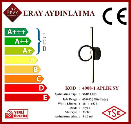 4008-1 Siyah Led Aplik