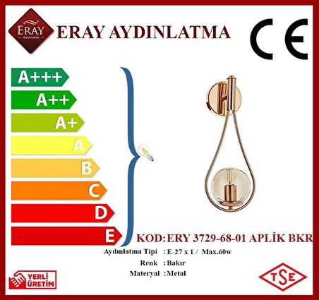 ERY 3729-68-01 Bakır Renk Modern Aplik