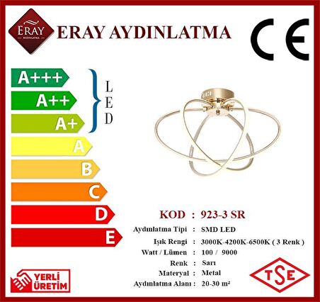 923-3 3'lü Led Sarı Avize