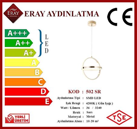 502 Sarı Led Avize