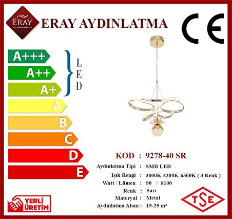 9278-40 Led Sarı Avize