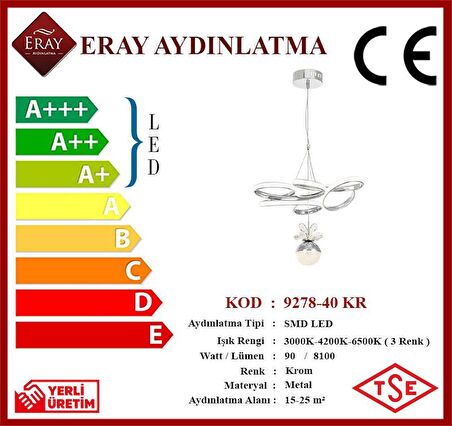 9278-40 Led Krom Avize