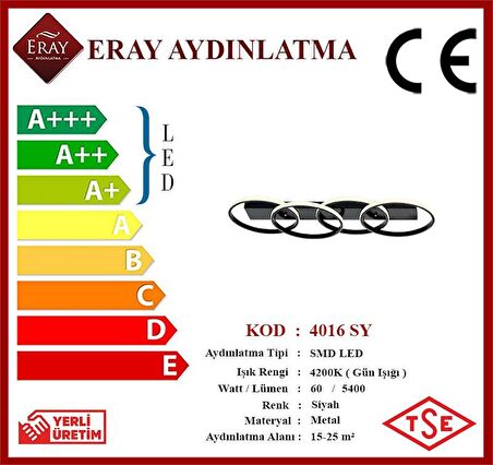 4016 Siyah Led Avize